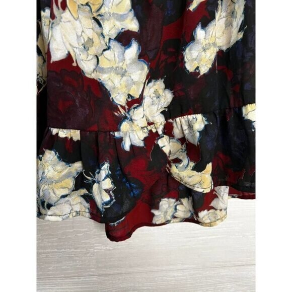 Floral‎ Print Sheer Boho Peasant Blouse With Elastic Neckline & Flowy Sleeves By - Picture 6 of 6